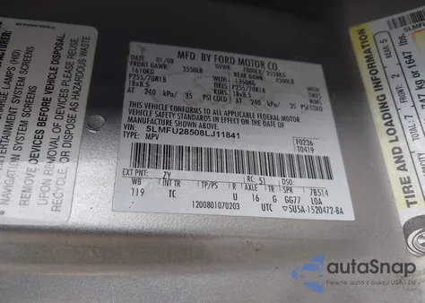 2008 Lincoln Navigator from USA, damaged, VIN 5LMFU28508LJ11841